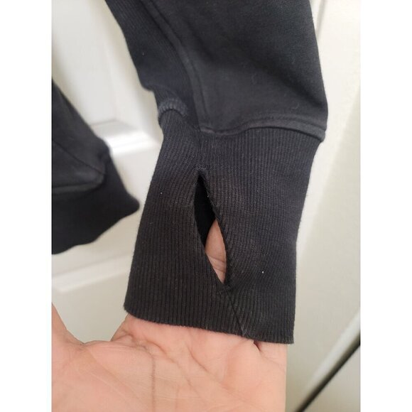 Athleta Black Zip-Up Hoodie Sweatshirt With Drawstring Hood Size L - Picture 9 of 16